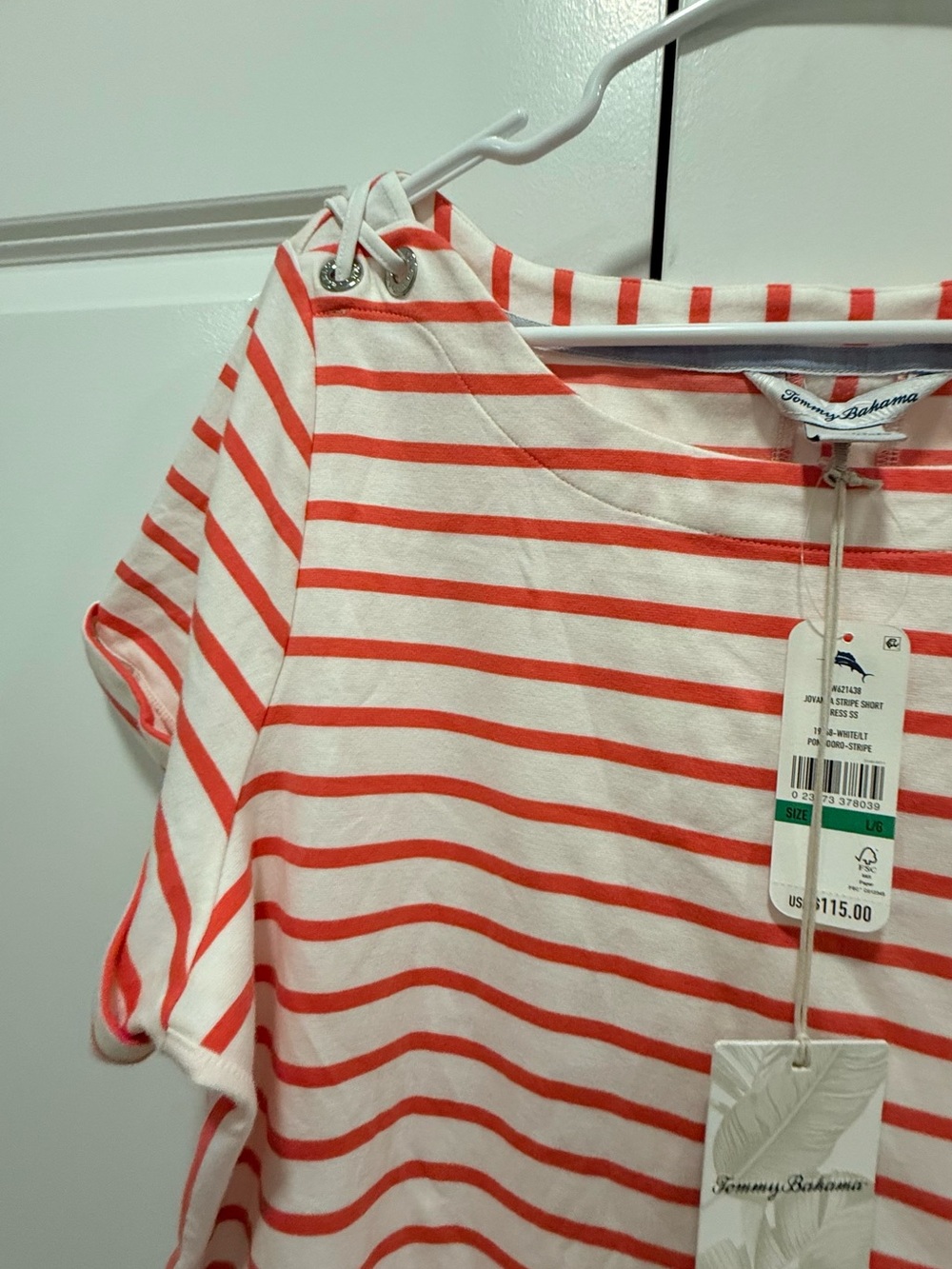 Tommy Bahama Red and White Striped Short Sleeve Tee - Picture 11 of 14